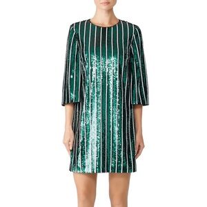 Badgley Mischka Green Stripe Sequin Sheath Size 20